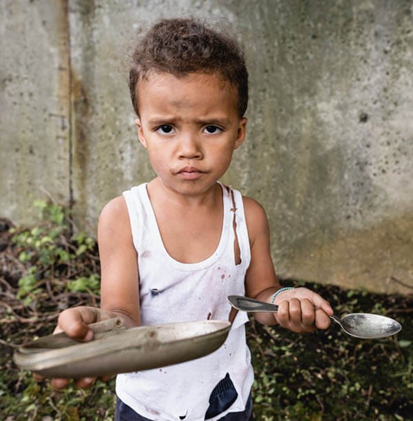 Homeless boy asking for food